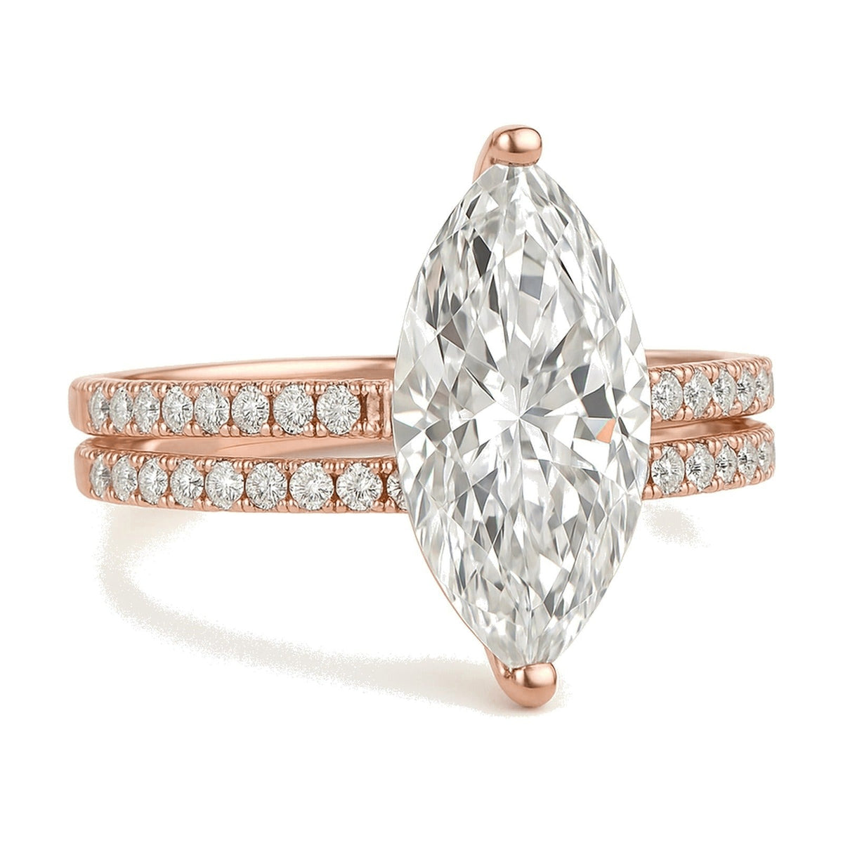 Aria ring in 14K rose gold with a marquise-cut lab-grown diamond