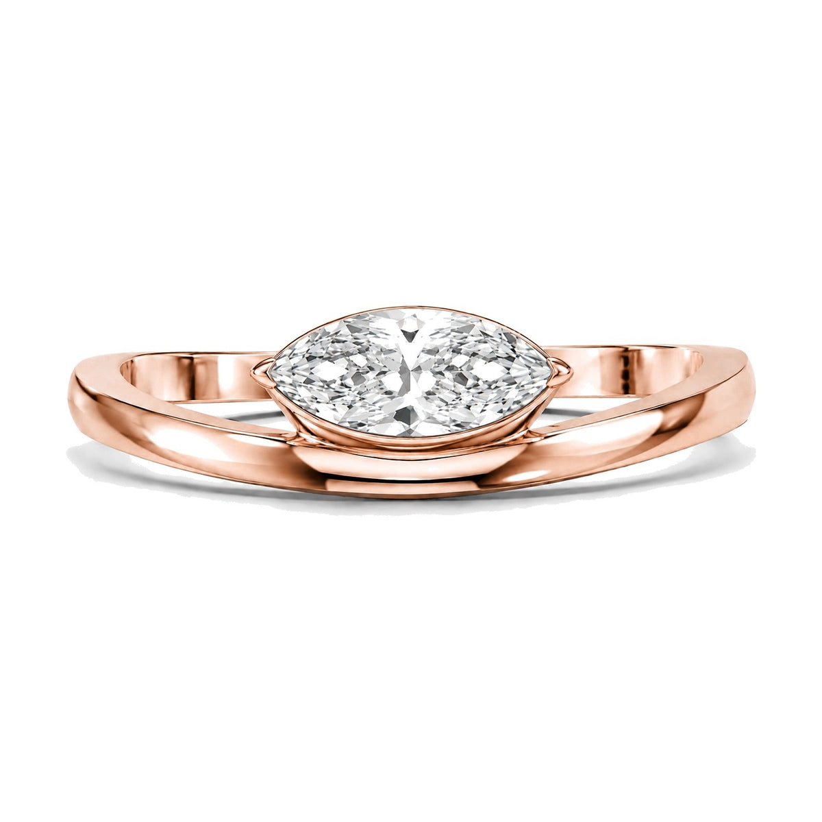 Alma ring in 14K rose gold with a marquise-cut lab-grown diamond