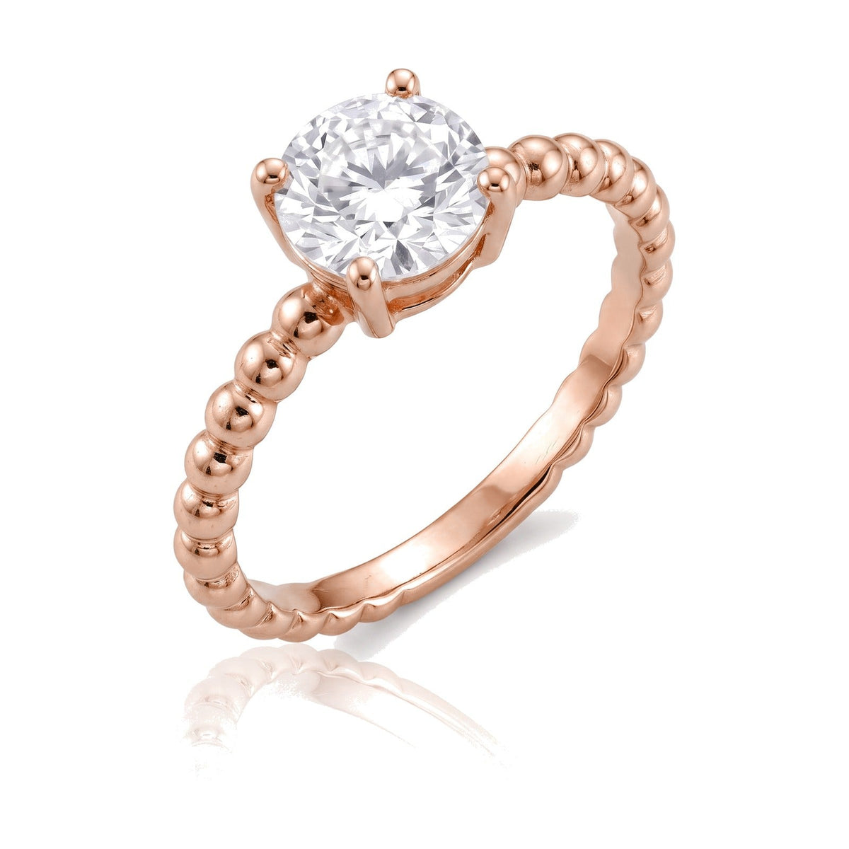 Delia ring in 14K rose gold with a round-cut lab-grown diamond