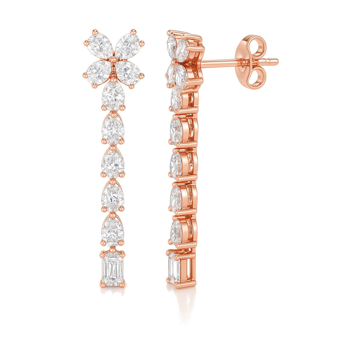 Lena earrings in 14K rose gold with a lab-grown diamond