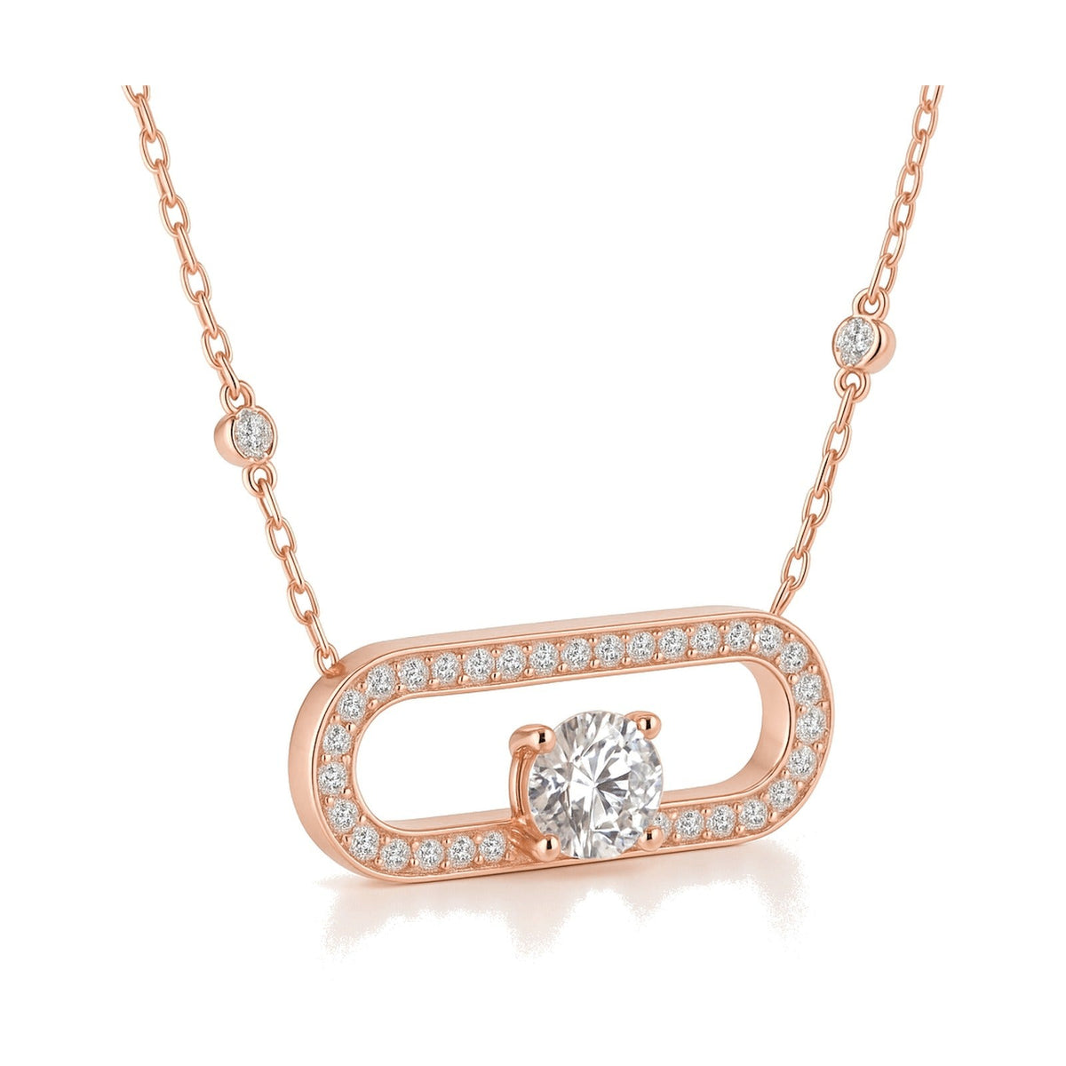Margot pendant in 14K rose gold with a round-cut lab-grown diamond