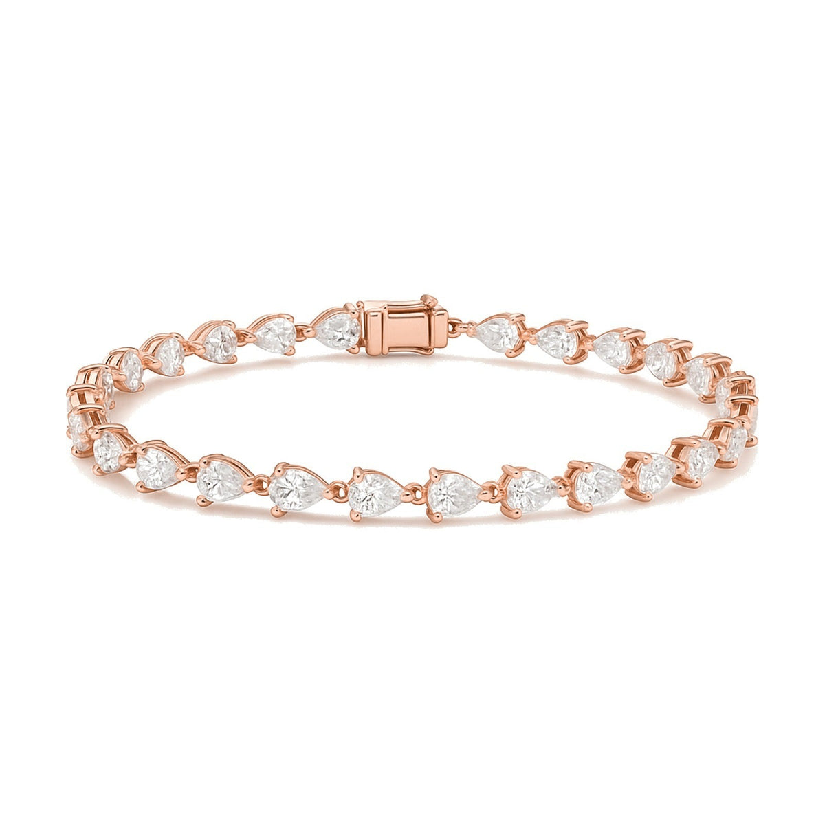Odette bracelet in 14K rose gold with a pear-cut lab-grown diamond