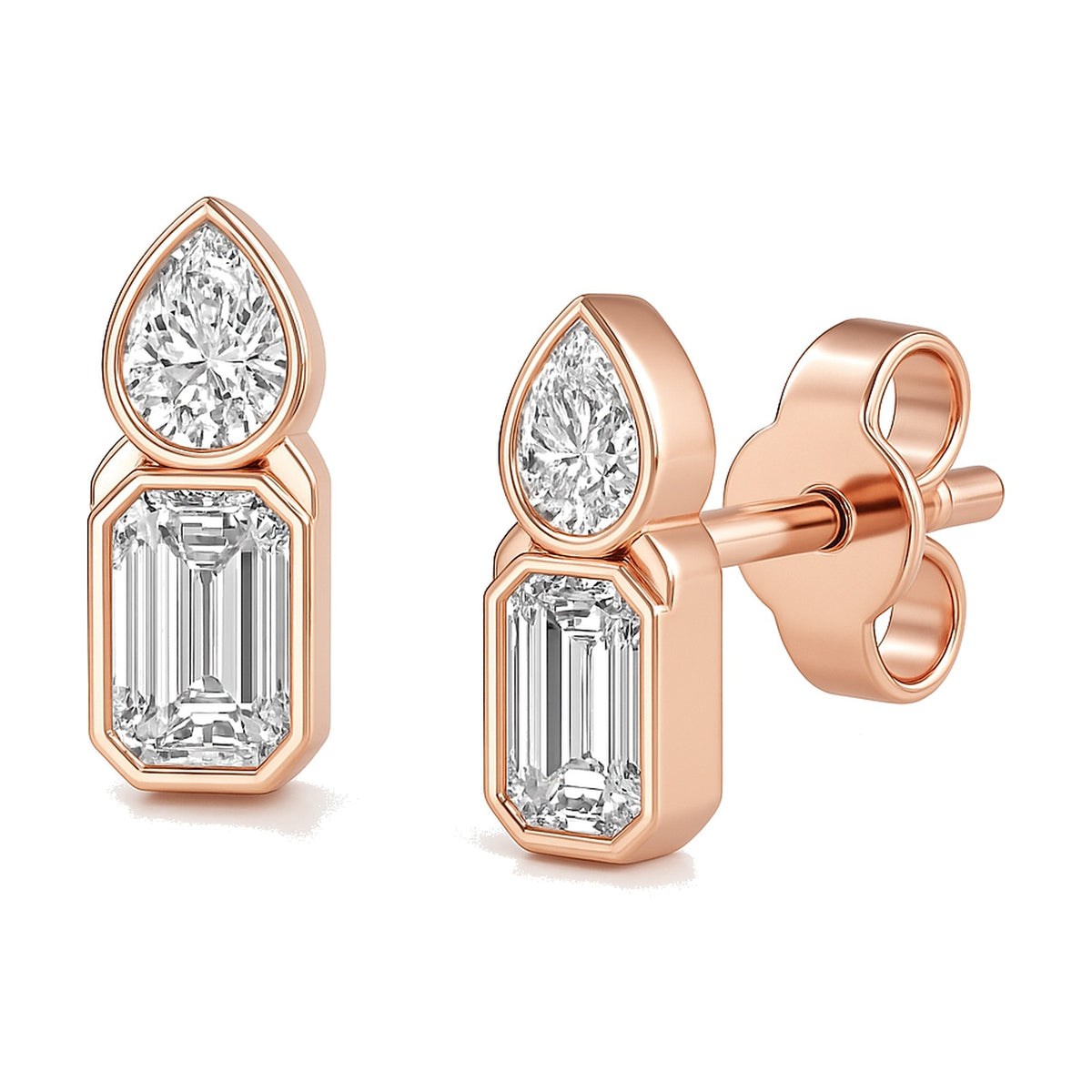 Valentina earrings in 14K rose gold with a lab-grown diamond