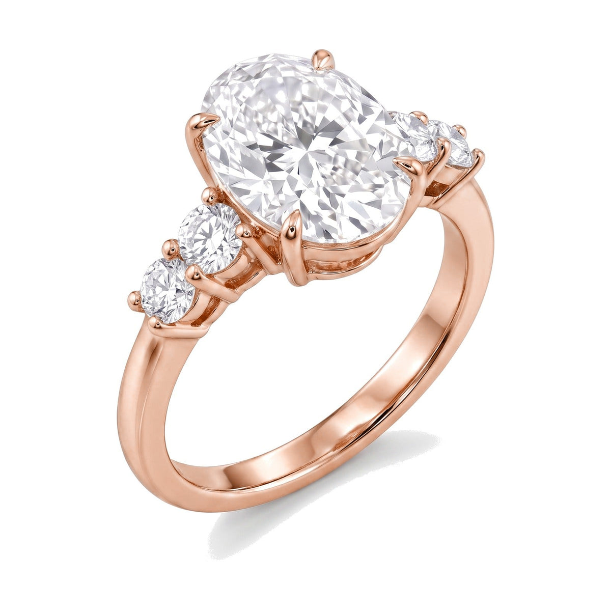 Beatrice ring in 14K rose gold with an oval-cut lab-grown diamond