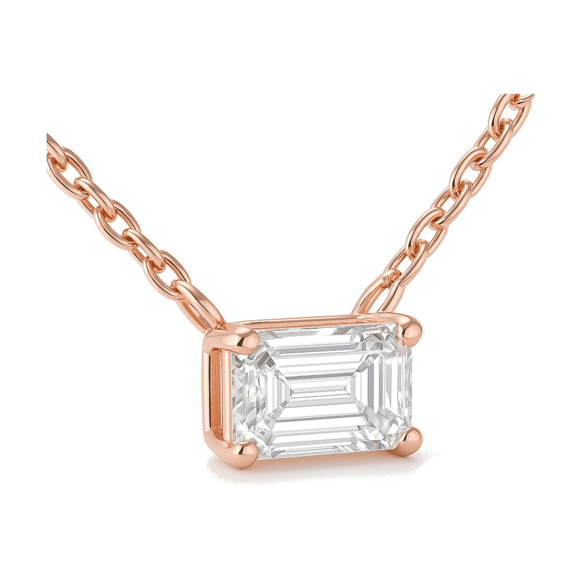 Leonie pendant in 14K rose gold with an emerald-cut lab-grown diamond