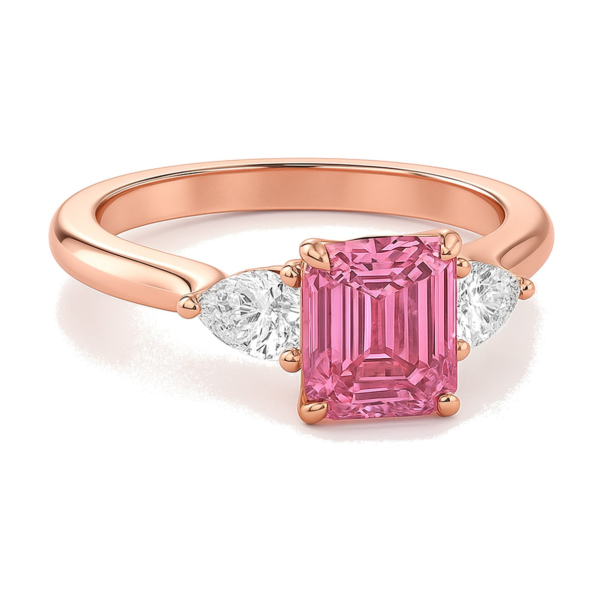 Amelie ring in 14K rose gold with a fancy pink lab-grown diamond