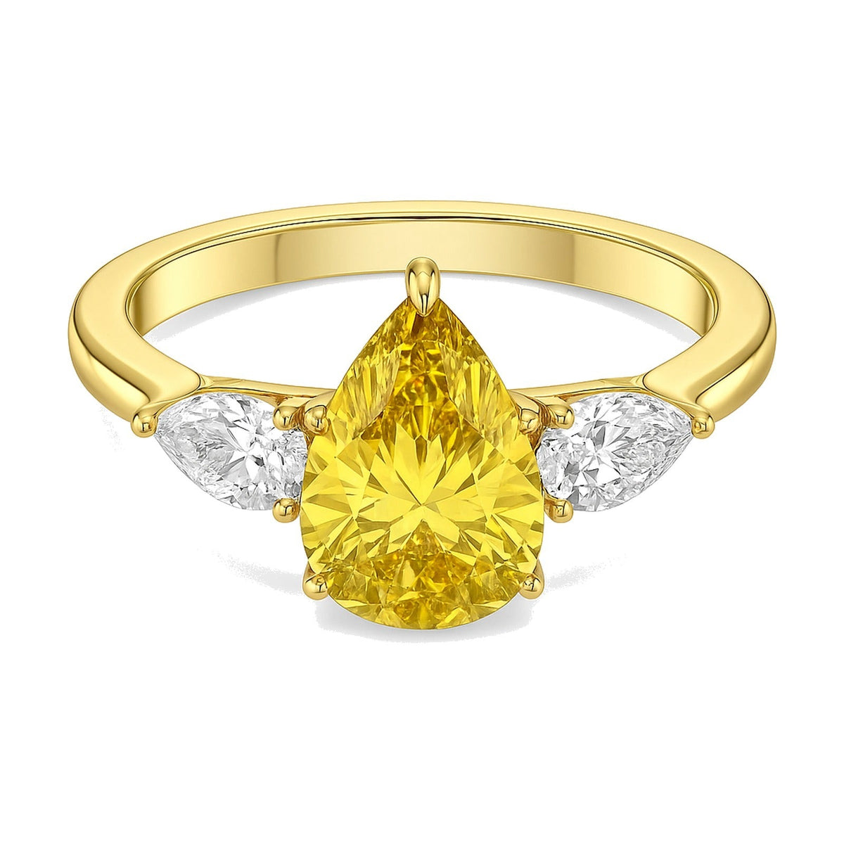 Ariane ring in 14K yellow gold with a fancy yellow pear-cut lab-grown diamond