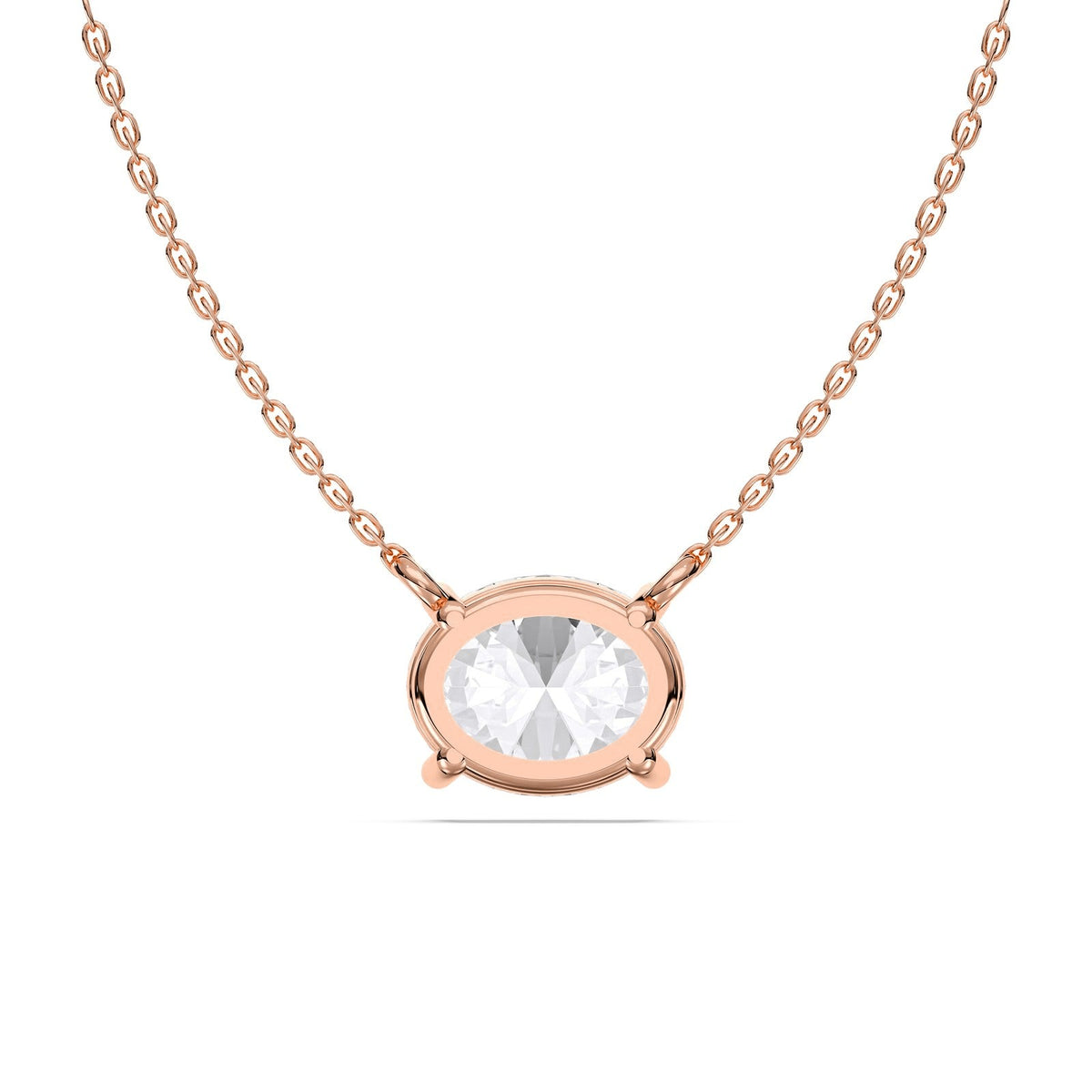 Gabrielle necklace in 14K rose gold with an oval-cut lab-grown diamond
