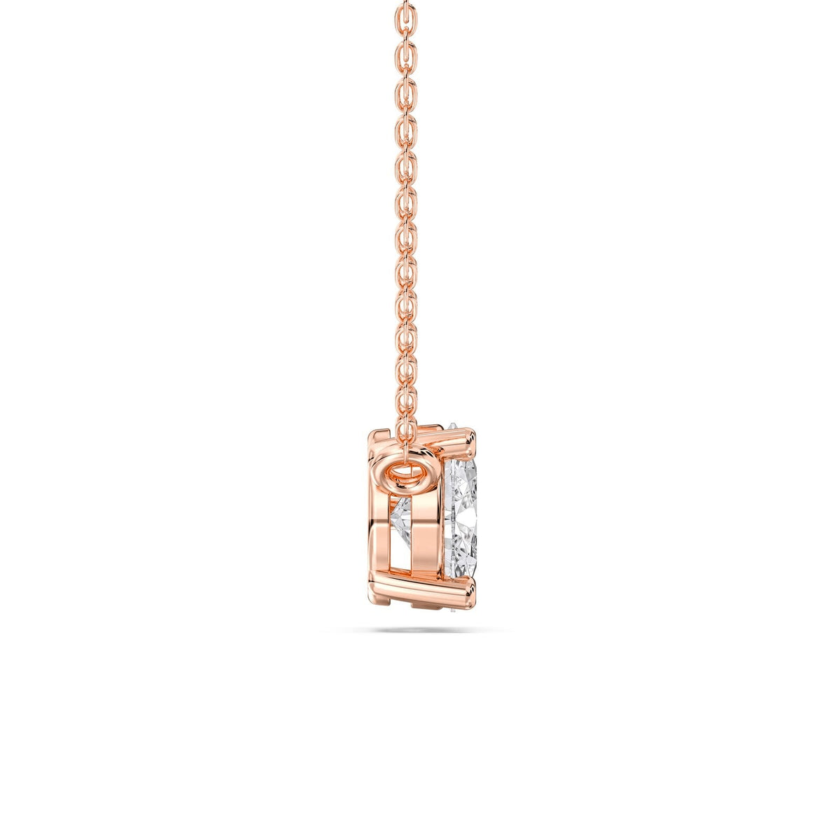 Helena necklace in 14K rose gold with a pear-cut lab-grown diamond