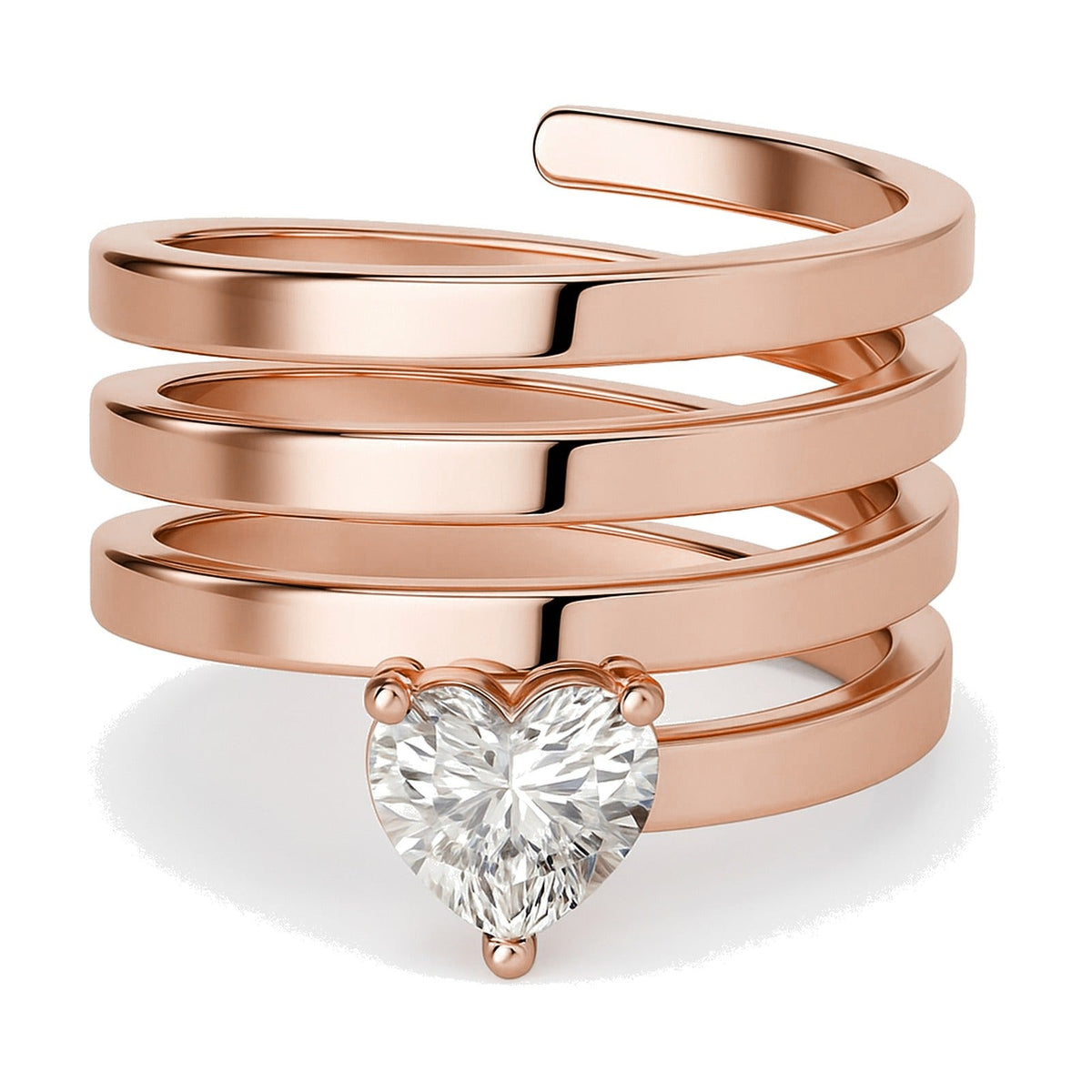 Melanie ring in 14K rose gold with a heart-cut lab-grown diamond