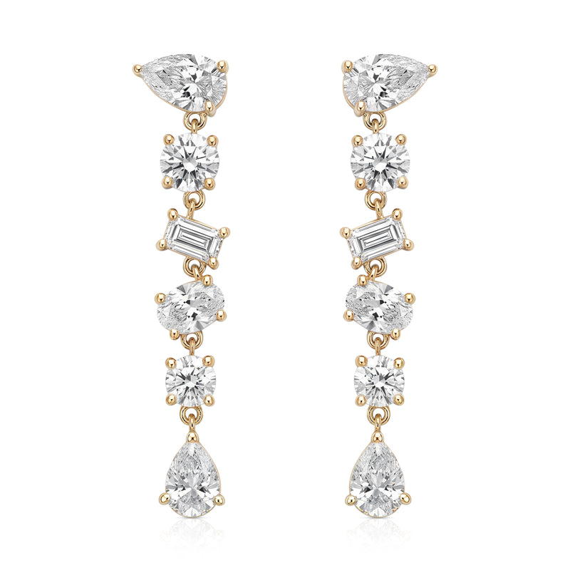 Giselle earrings in 14K gold with a pear-cut lab-grown diamond