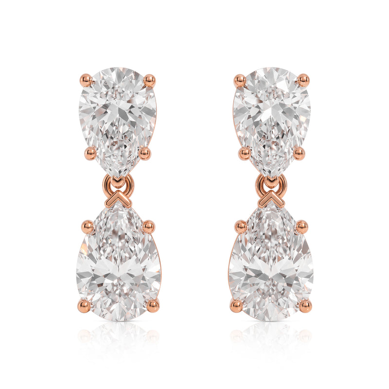Lara earrings in 14K gold with a pear-cut lab-grown diamond