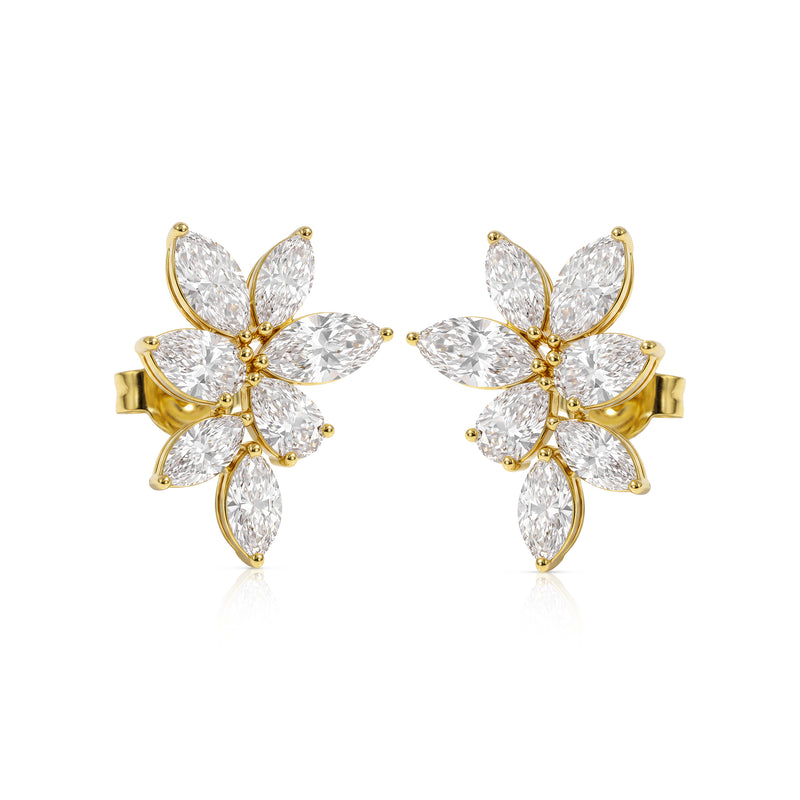 Thea earrings in 14K gold with a pear-cut lab-grown diamond