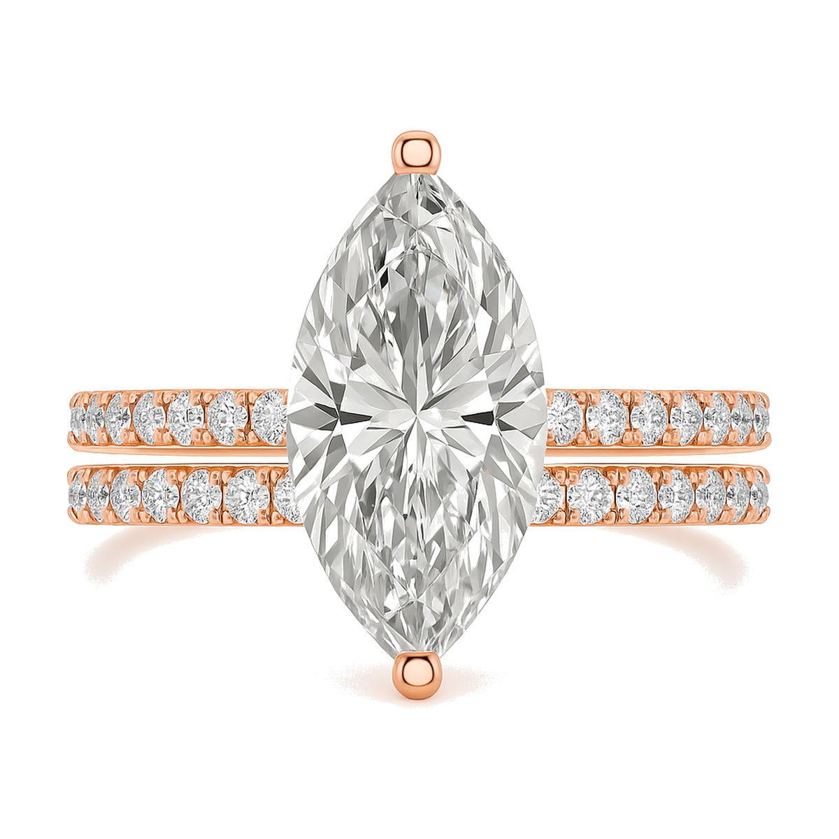 Aria ring in 14K rose gold with a marquise-cut lab-grown diamond