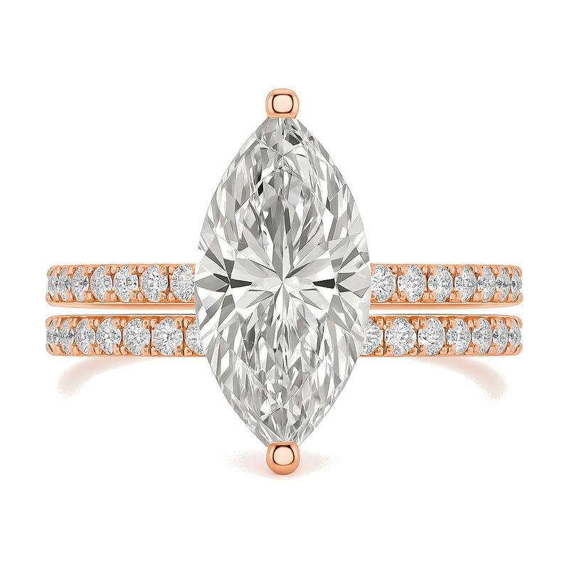 Aria ring in 14K rose gold with a marquise-cut lab-grown diamond