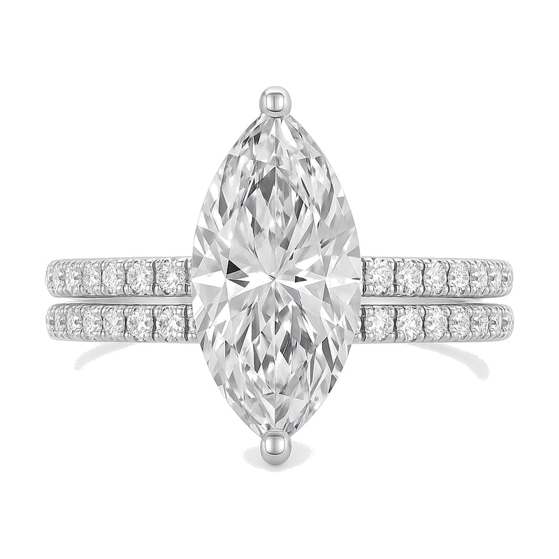 Aria ring in 14K white gold with a marquise-cut lab-grown diamond