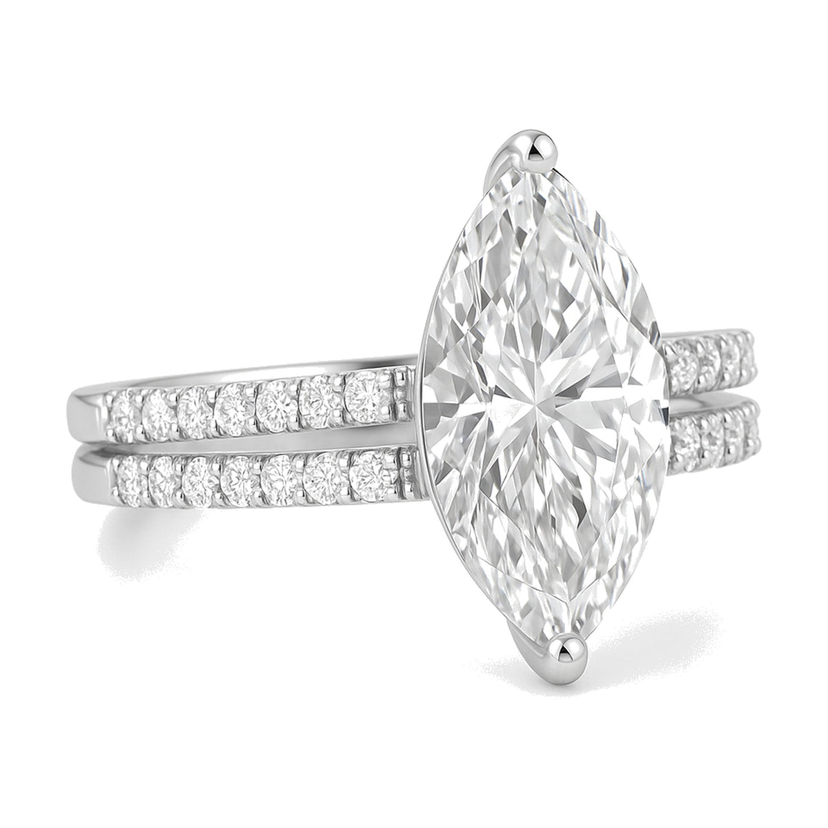 Aria ring in 14K white gold with a marquise-cut lab-grown diamond
