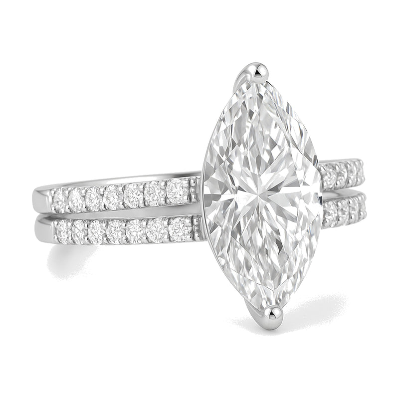 Aria ring in 14K white gold with a marquise-cut lab-grown diamond