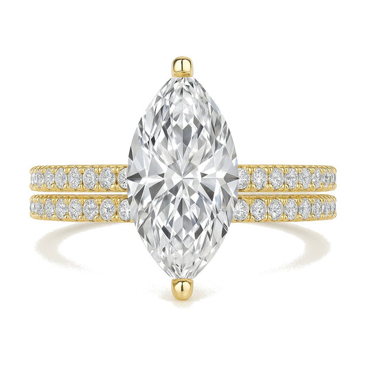 Aria ring in 14K yellow gold with a marquise-cut lab-grown diamond