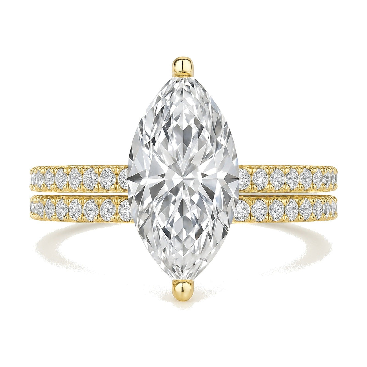 Aria ring in 14K yellow gold with a marquise-cut lab-grown diamond