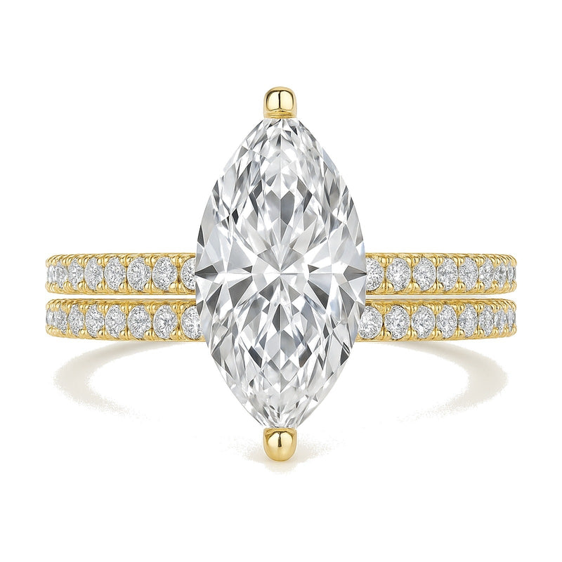 Aria ring in 14K yellow gold with a marquise-cut lab-grown diamond