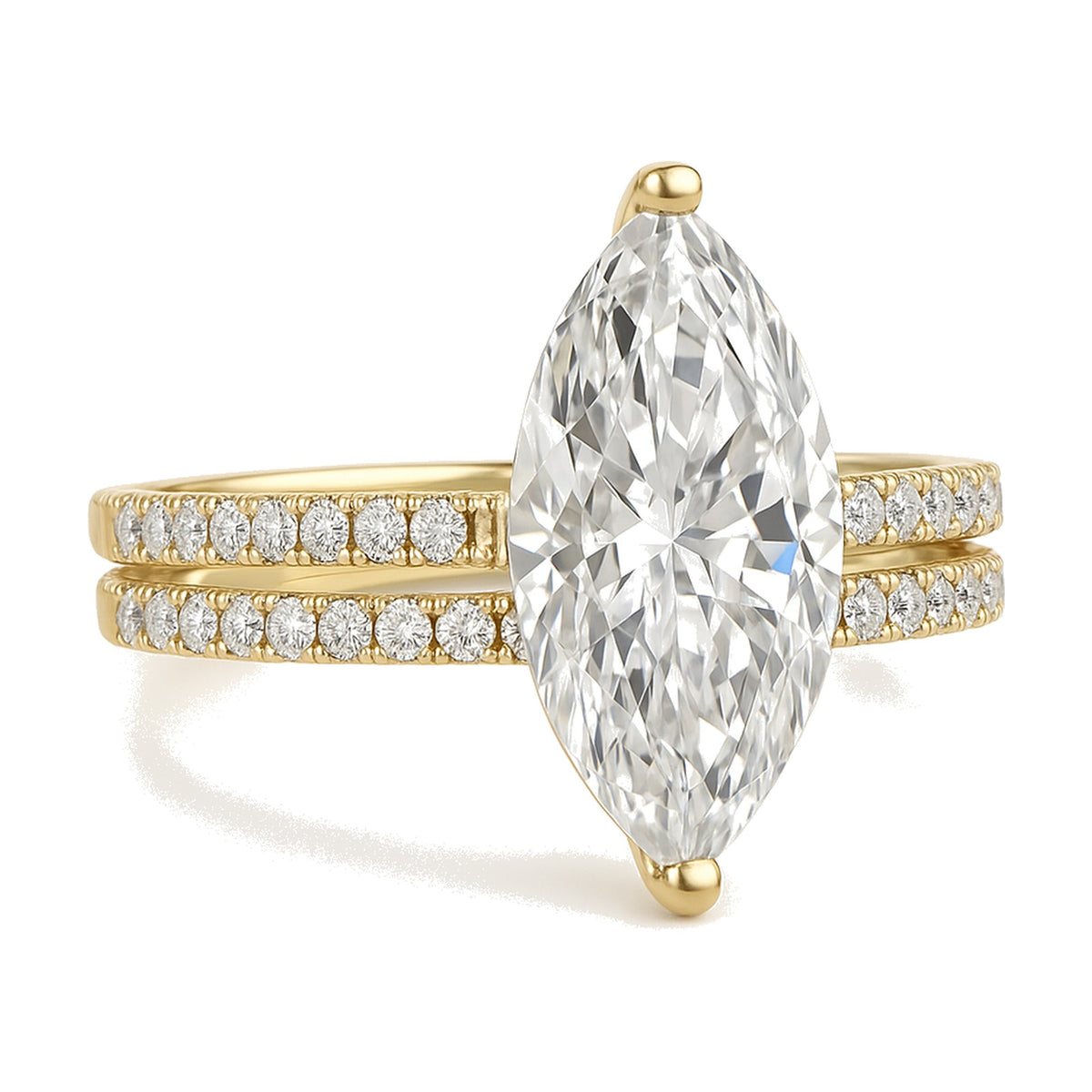 Aria ring in 14K yellow gold with a marquise-cut lab-grown diamond