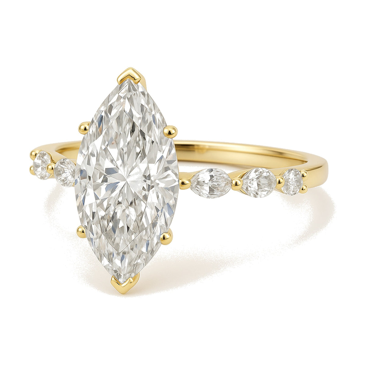 Nova ring in 14K yellow gold with a marquise-cut lab-grown diamond