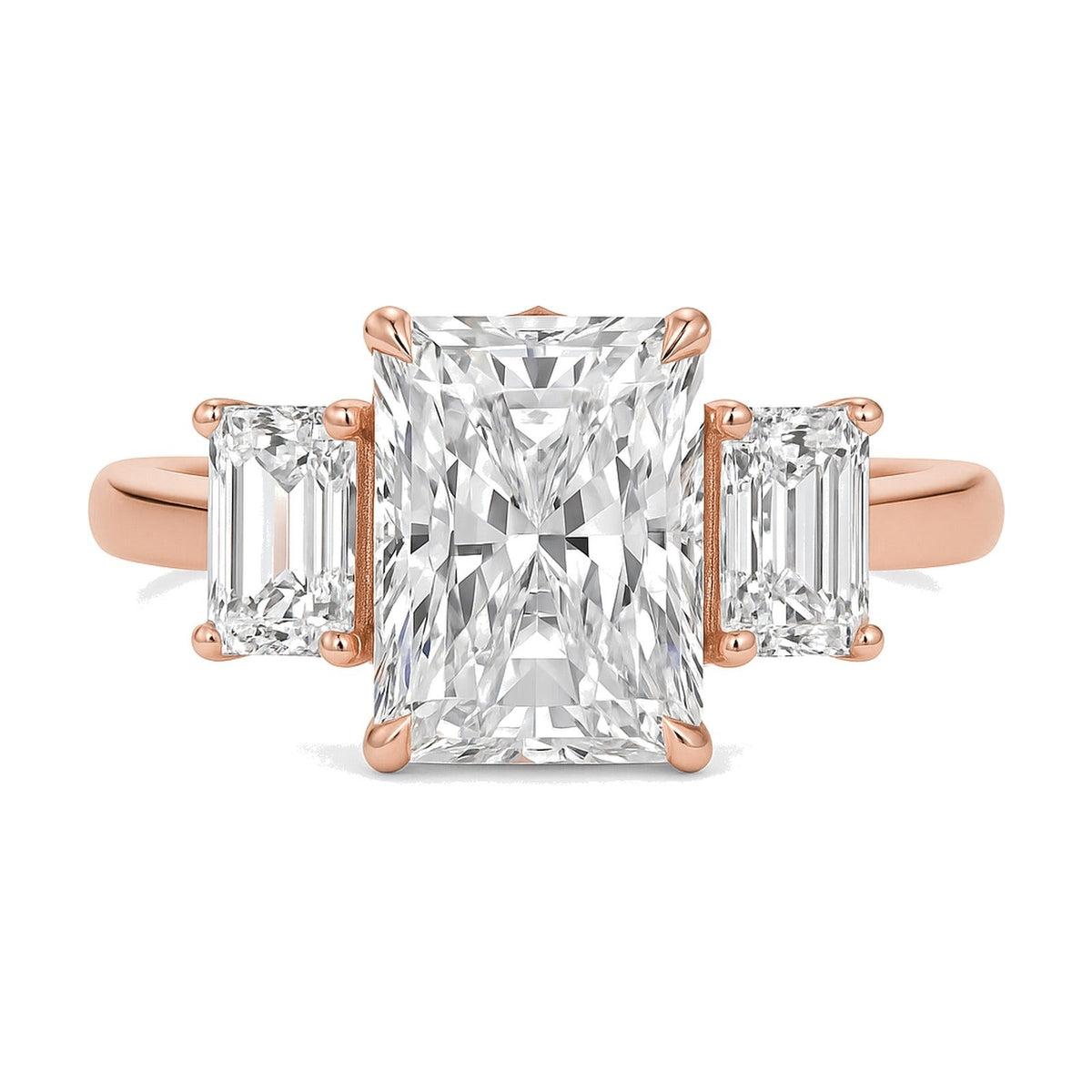 Luna ring in 14K rose gold with a radiant-cut lab-grown diamond