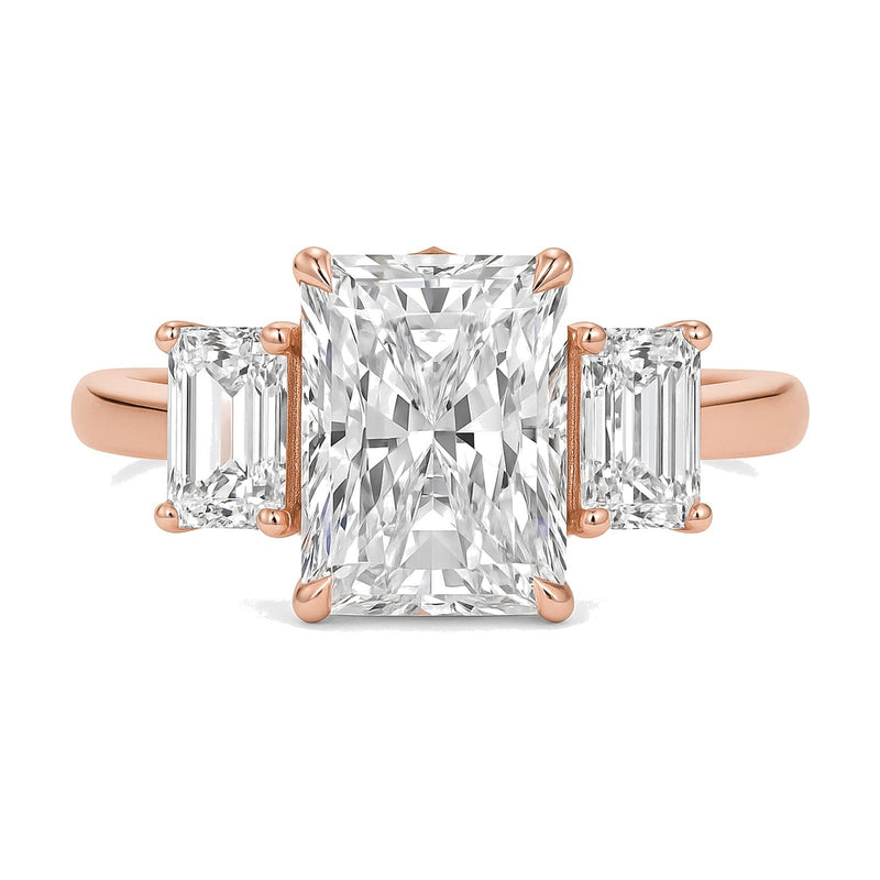 Luna ring in 14K rose gold with a radiant-cut lab-grown diamond