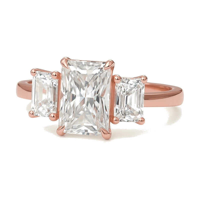 Luna ring in 14K rose gold with a radiant-cut lab-grown diamond