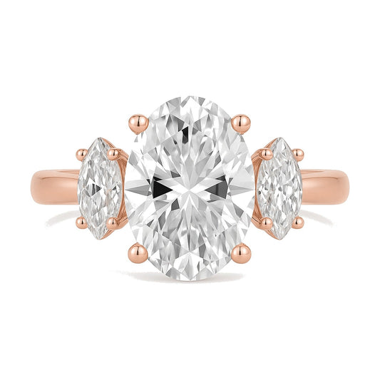 Vera ring in 14K rose gold with an oval-cut lab-grown diamond