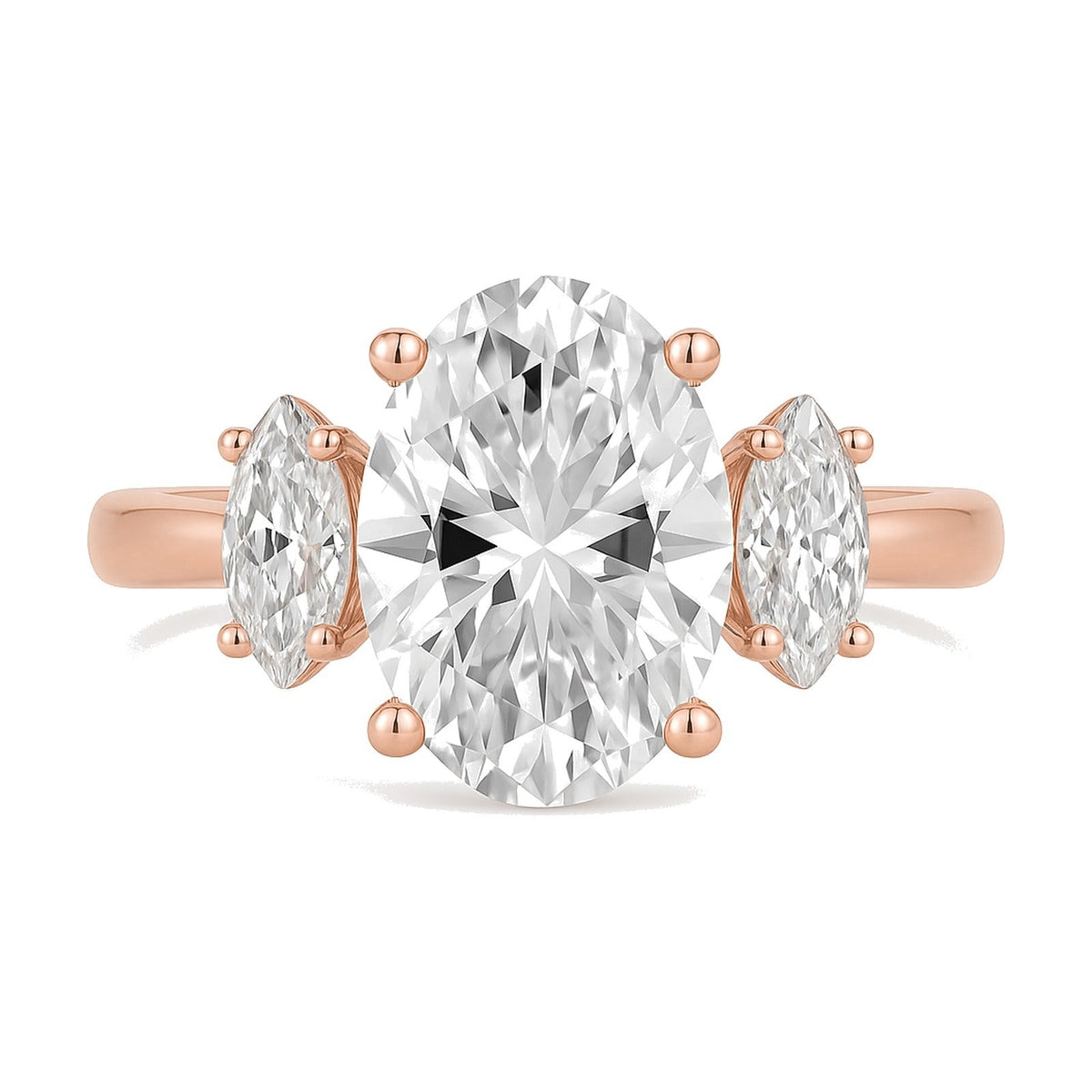 Vera ring in 14K rose gold with an oval-cut lab-grown diamond
