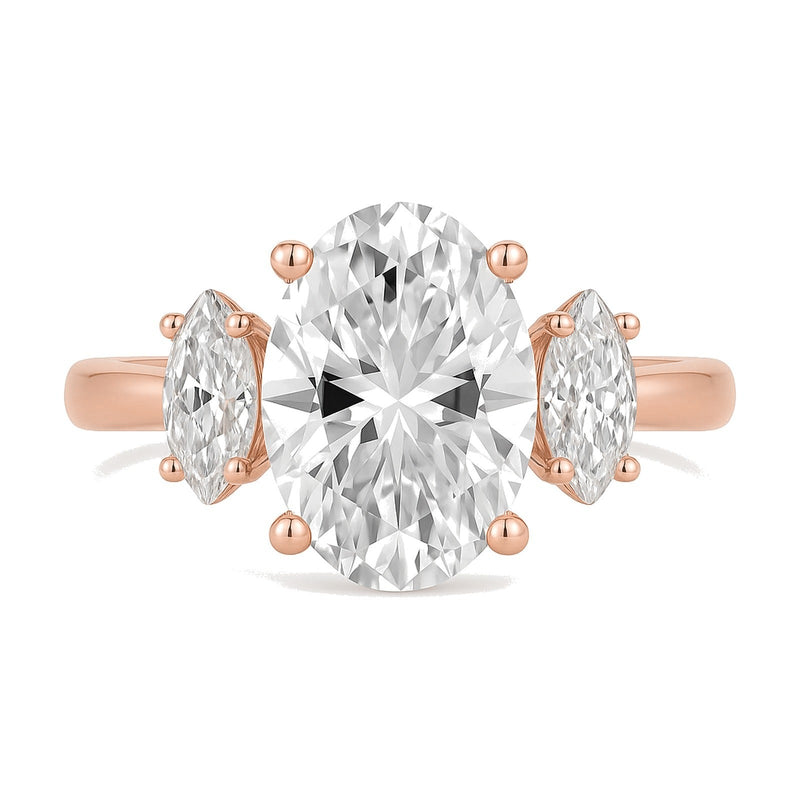 Vera ring in 14K rose gold with an oval-cut lab-grown diamond