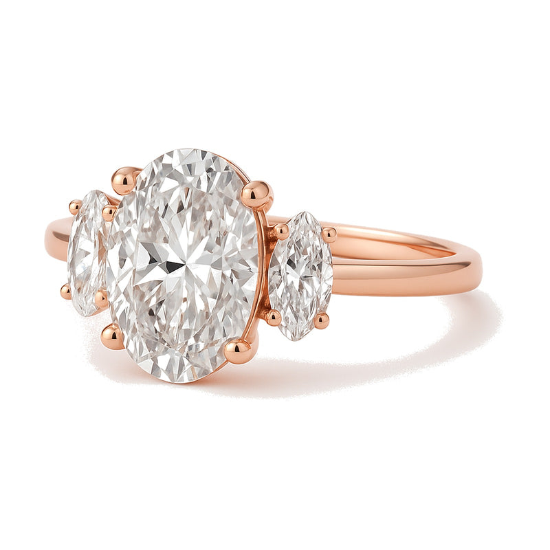 Vera ring in 14K rose gold with an oval-cut lab-grown diamond