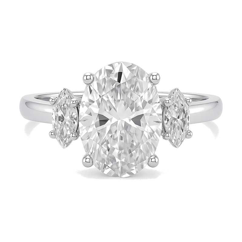 Vera ring in 14K white gold with an oval-cut lab-grown diamond
