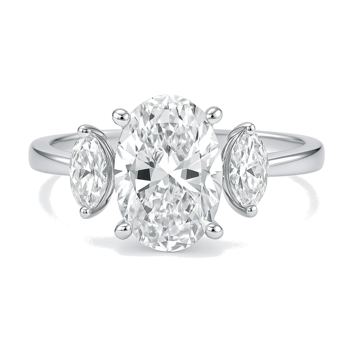 Vera ring in 14K white gold with an oval-cut lab-grown diamond