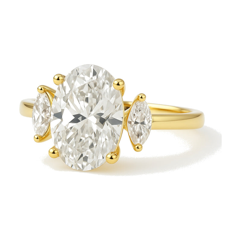 Vera ring in 14K yellow gold with an oval-cut lab-grown diamond