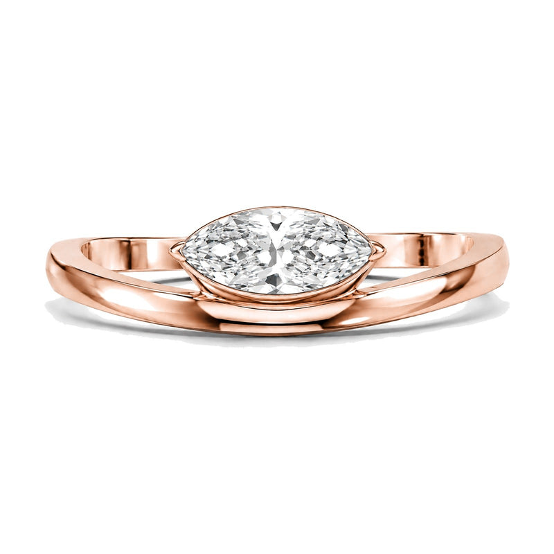 Alma ring in 14K rose gold with a marquise-cut lab-grown diamond