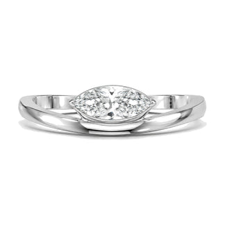 Alma ring in 14K white gold with a marquise-cut lab-grown diamond