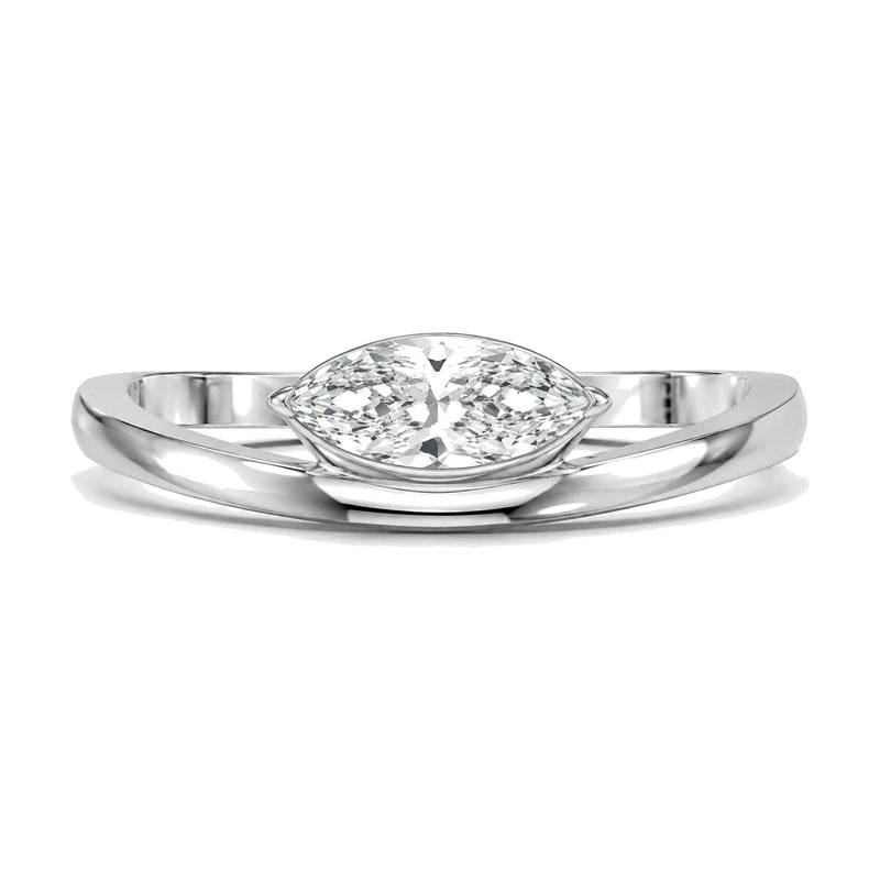Alma ring in 14K white gold with a marquise-cut lab-grown diamond