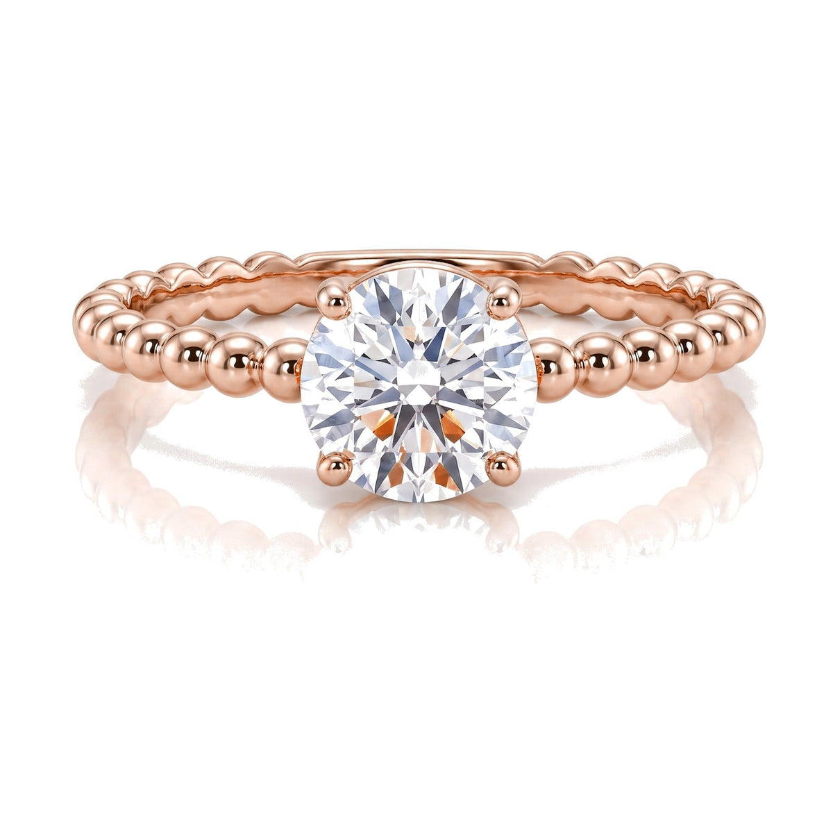Delia ring in 14K rose gold with a round-cut lab-grown diamond