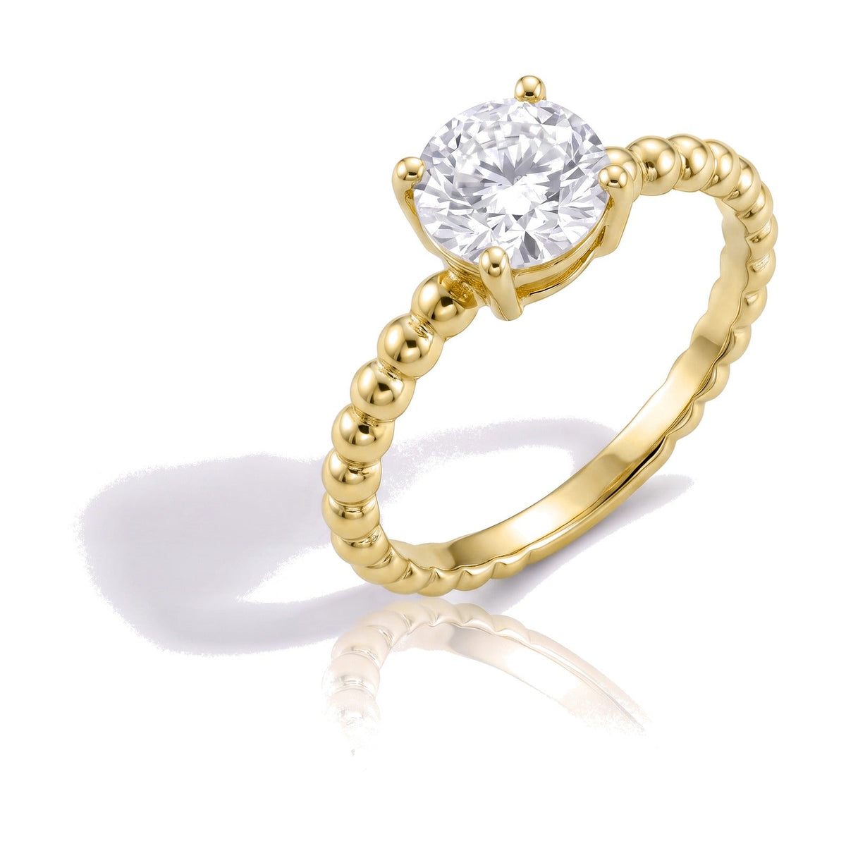 Delia ring in 14K yellow gold with a round-cut lab-grown diamond