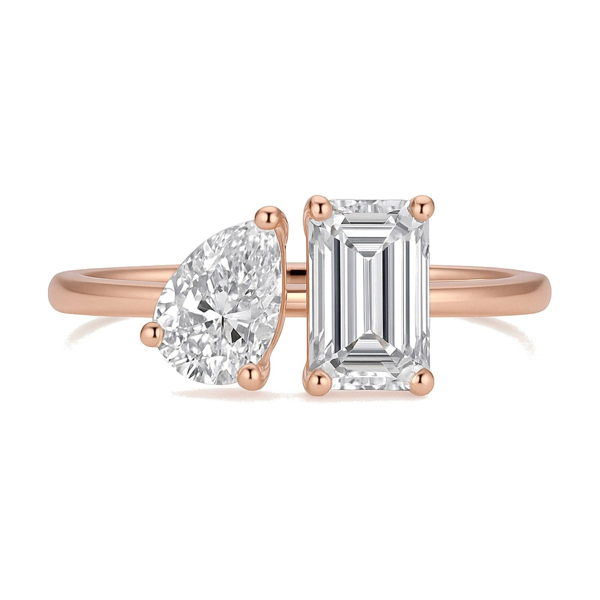 Elena ring in 14K rose gold with an emerald-cut lab-grown diamond