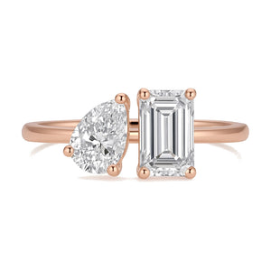 Elena ring in 14K rose gold with an emerald-cut lab-grown diamond