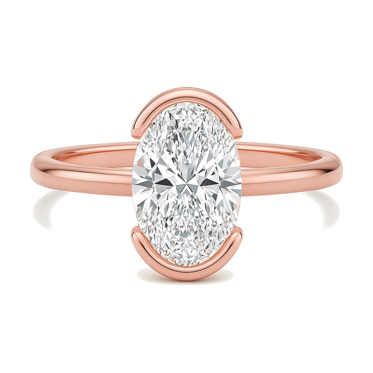 Elise ring in 14K rose gold with an oval-cut lab-grown diamond