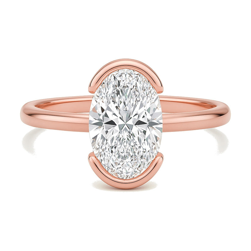 Elise ring in 14K rose gold with an oval-cut lab-grown diamond