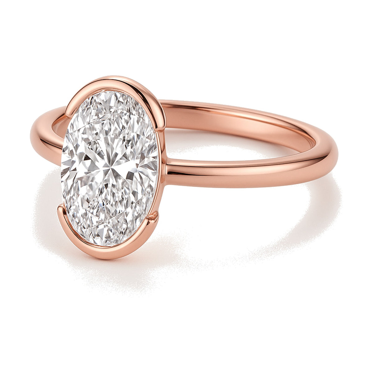 Elise ring in 14K rose gold with an oval-cut lab-grown diamond