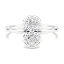 Elise ring in 14K white gold with an oval-cut lab-grown diamond
