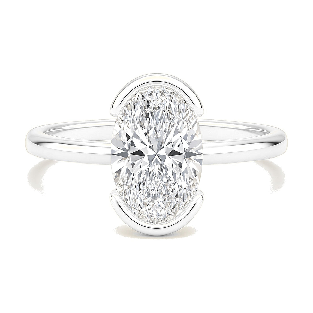 Elise ring in 14K white gold with an oval-cut lab-grown diamond