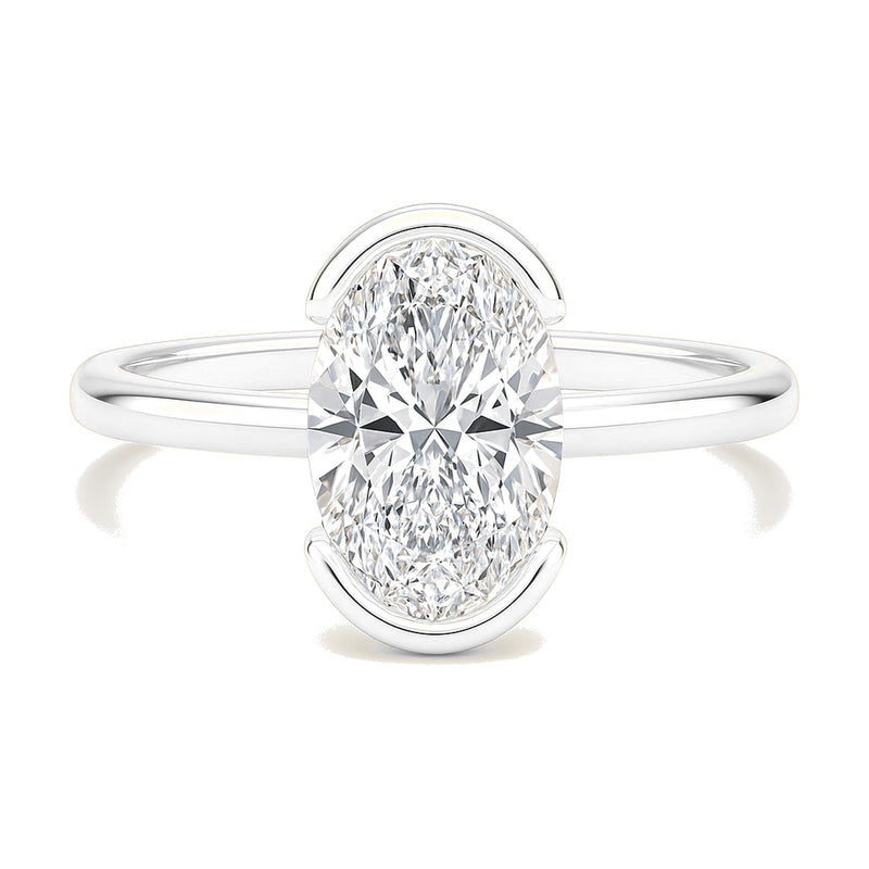Elise ring in 14K white gold with an oval-cut lab-grown diamond